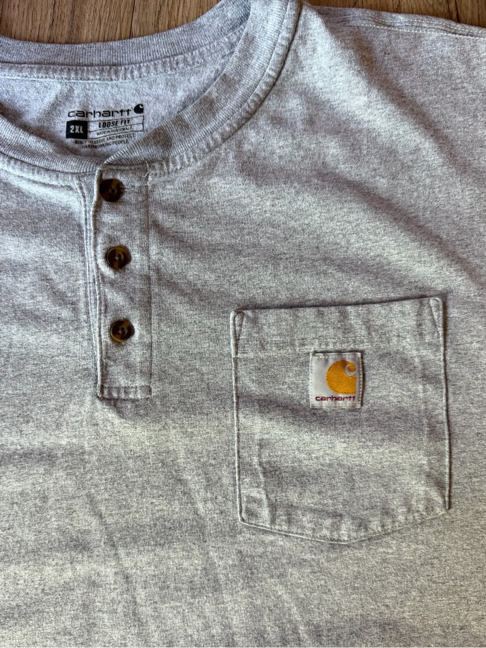 Carhartt Men’s Light Heather Gray Henley with Chest Pocket 2XL
